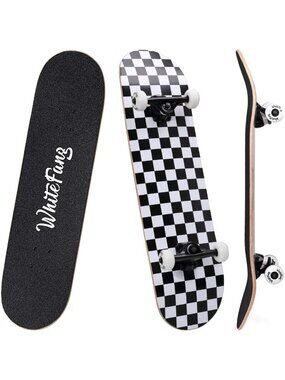 Complete Skateboard for Beginners - 31" x 7.88" - 7 Layer Maple, Double Kick